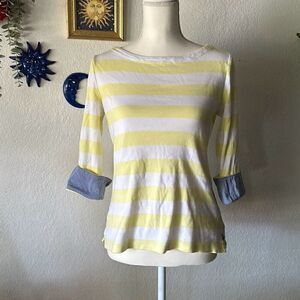 Nautica Size small Yellow & white striped Blouse